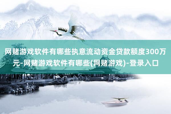 网赌游戏软件有哪些执意流动资金贷款额度300万元-网赌游戏软件有哪些(网赌游戏)-登录入口